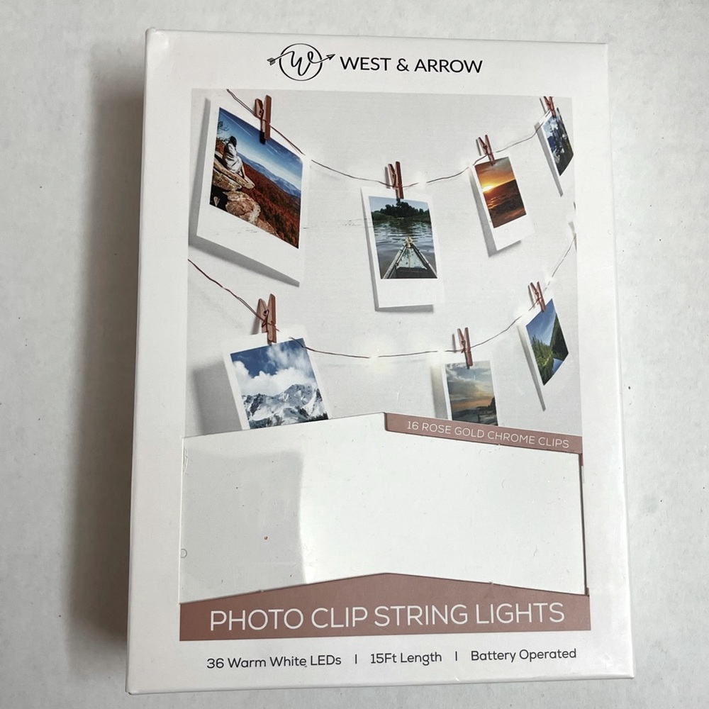 West & Arrow rose gold string lights with clips
